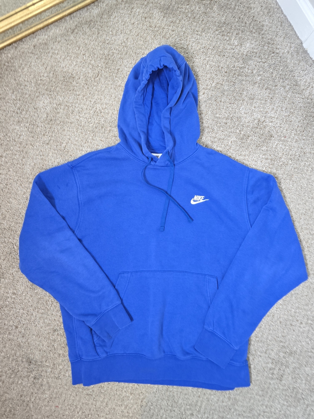Nike Royal Blue Pullover Hoodie with White Swoosh Size Large